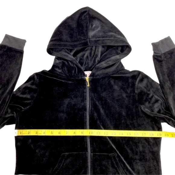 JUICY Culture Rare Velour JC Rhinestone Gold logo Velvet Track Hood Jacket Black - Picture 8 of 9